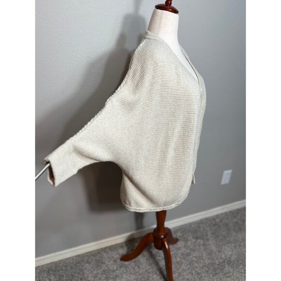 Madewell sweater open front oversized 3/4 dolman sleeve oatmeal beige Sz XS - Picture 3 of 8